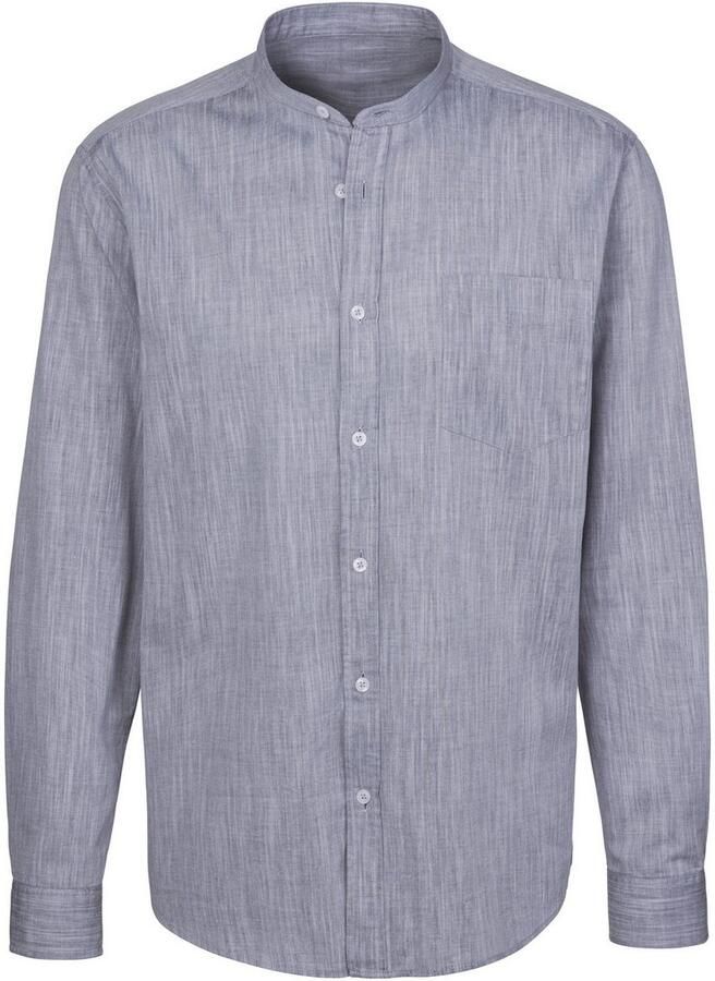 H.I.S Overhemd met lange mouwen Regular fit staande kraag shirt met borstzak 100% katoen