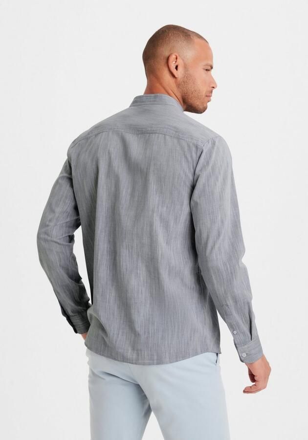 H.I.S Overhemd met lange mouwen Regular fit staande kraag shirt met borstzak 100% katoen - Foto 5