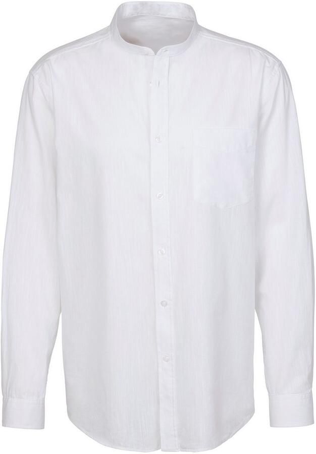 H.I.S Overhemd met lange mouwen Regular fit staande kraag shirt met borstzak 100% katoen - Foto 5