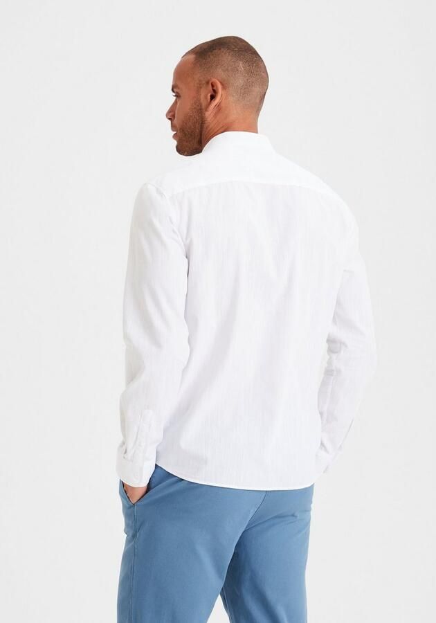 H.I.S Overhemd met lange mouwen Regular fit staande kraag shirt met borstzak 100% katoen - Foto 2