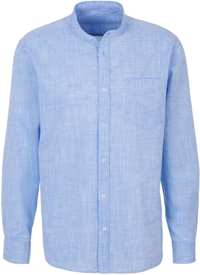 H.I.S Overhemd met lange mouwen Regular fit staande kraag shirt met borstzak 100% katoen - Foto 2