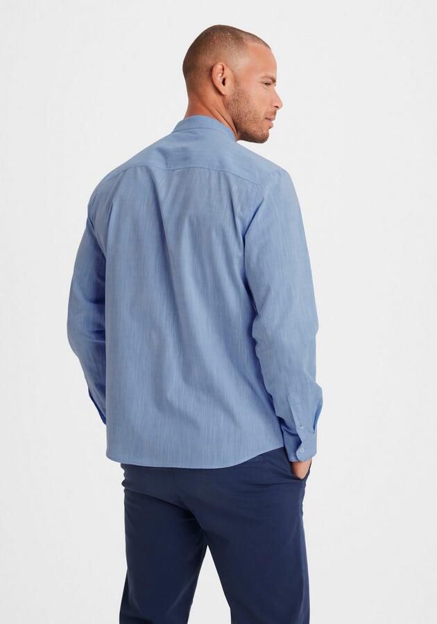 H.I.S Overhemd met lange mouwen Regular fit staande kraag shirt met borstzak 100% katoen - Foto 5