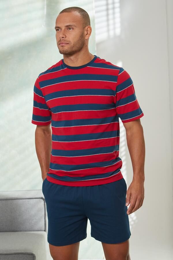 H.I.S Pyjama met ingewikkeld gestreept bovenstuk (2-delig 1 stuk) - Foto 5