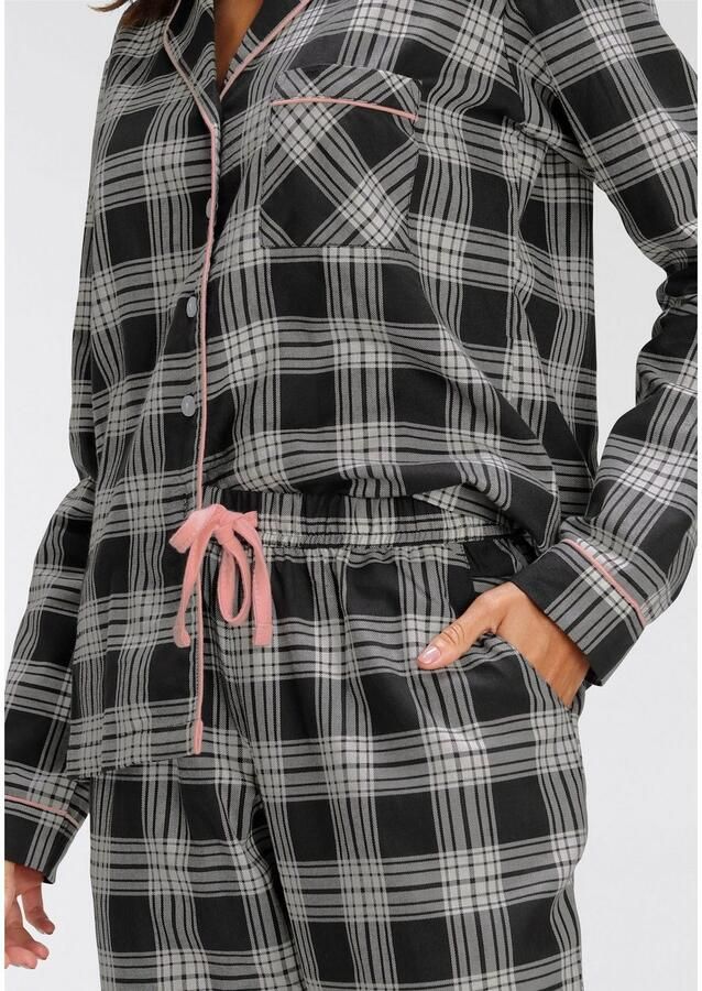 H.I.S Pyjama van flanel met alover ruitpatroon (set 2-delig)