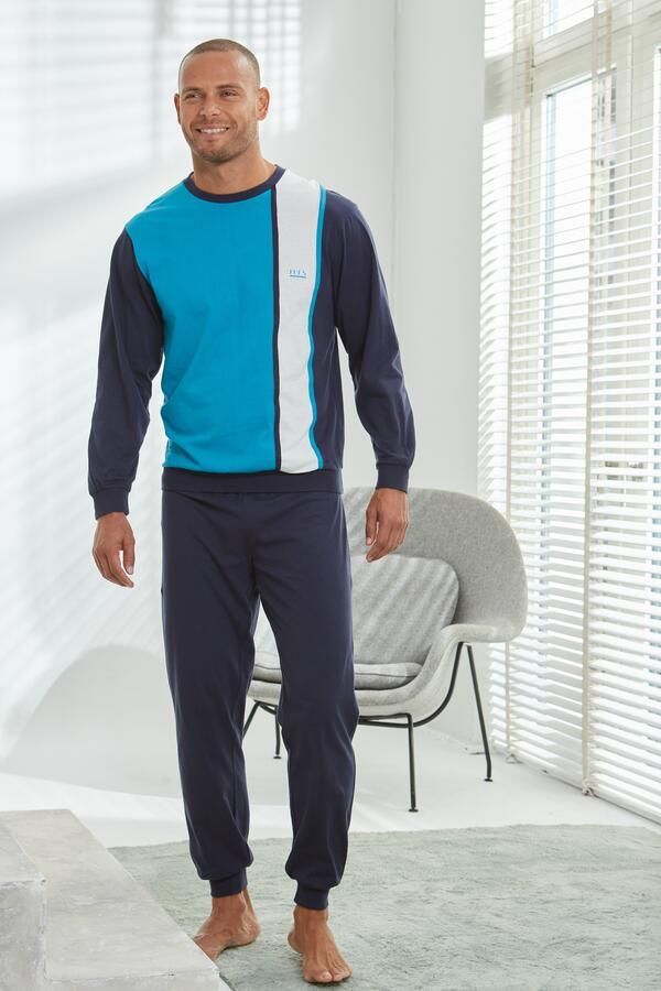 H.I.S Pyjama voor heren Pyjama met brede streep (2-delig 1 stuk) - Foto 3