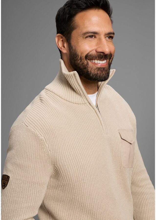 H.I.S Schipperstrui Nieuwe collectie! Highlight ribbel-look! met borstzak perfect voor het koudere seizoen