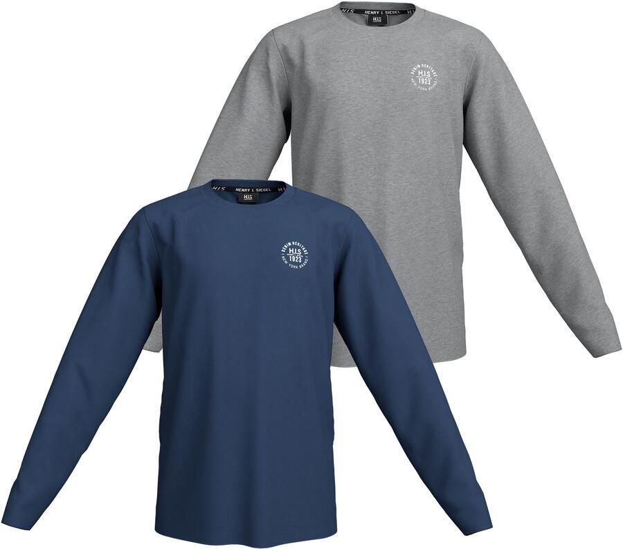 H.I.S Shirt met lange mouwen 2-pack shirts met logo-opdruk NIEUW: voor TEENS! 2-pack shirts (set 2-delig 2) - Foto 10