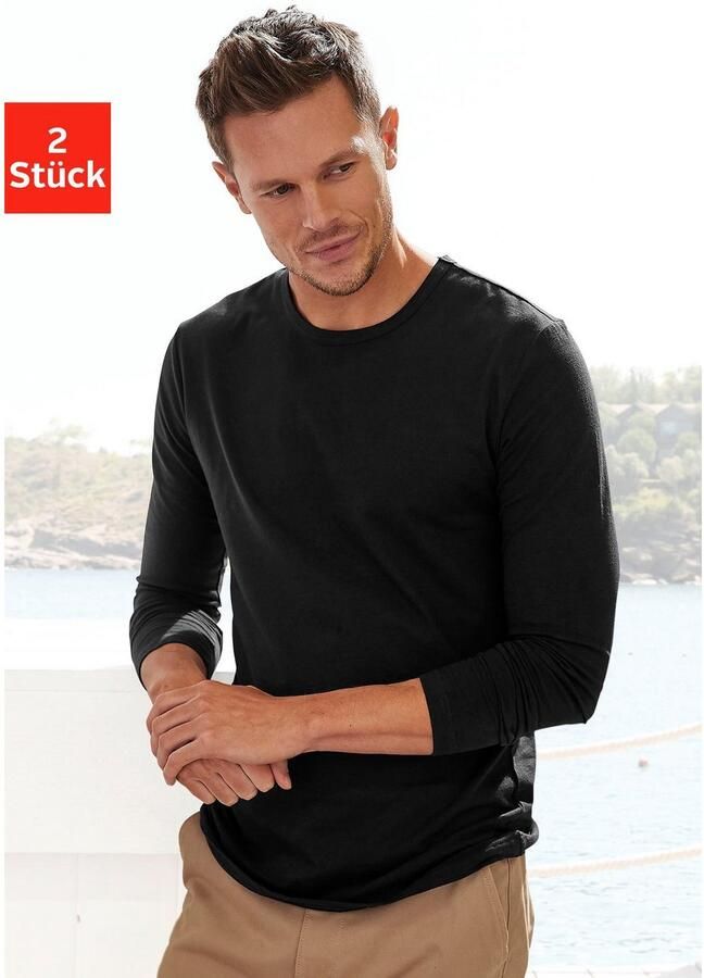 H.I.S Shirt met lange mouwen Dubbelpack onderhemd van katoenmix (2-delig Set van 2) - Foto 4