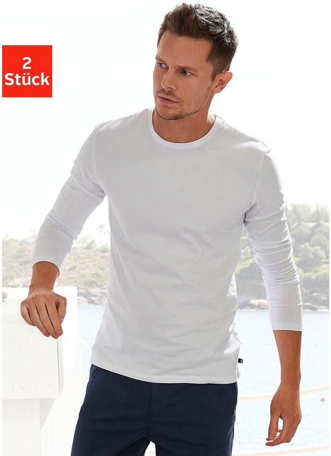 H.I.S Shirt met lange mouwen Dubbelpack onderhemd van katoenmix (2-delig Set van 2) - Foto 2