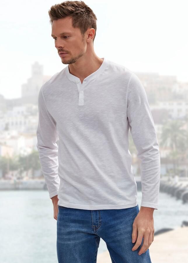 H.I.S Shirt met lange mouwen Henleyshirt lange mouw Lange mouwen shirt met knoopsluiting van gestructureerde katoenkwaliteit - Foto 5