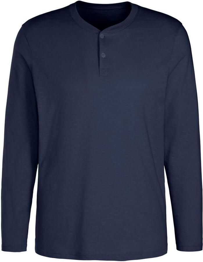 H.I.S Shirt met lange mouwen Henleyshirt lange mouw Lange mouwen shirt met knoopsluiting van gestructureerde katoenkwaliteit
