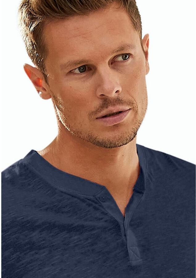 H.I.S Shirt met lange mouwen Henleyshirt lange mouw Lange mouwen shirt met knoopsluiting van gestructureerde katoenkwaliteit - Foto 2