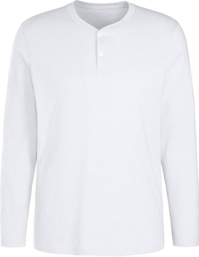 H.I.S Shirt met lange mouwen Henleyshirt lange mouw Lange mouwen shirt met knoopsluiting van gestructureerde katoenkwaliteit