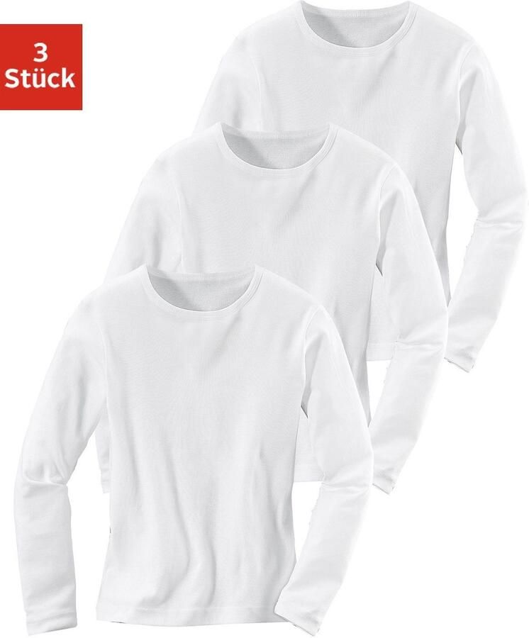 H.I.S Shirt met lange mouwen in ribkwaliteit (Set van 3)