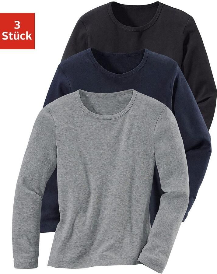 H.I.S Shirt met lange mouwen in ribkwaliteit (Set van 3)