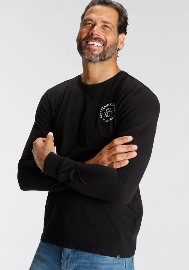 H.I.S Shirt met lange mouwen Lange mouwen bedrukt ronde hals van 100% katoen (2-delig Set van 2) - Foto 5