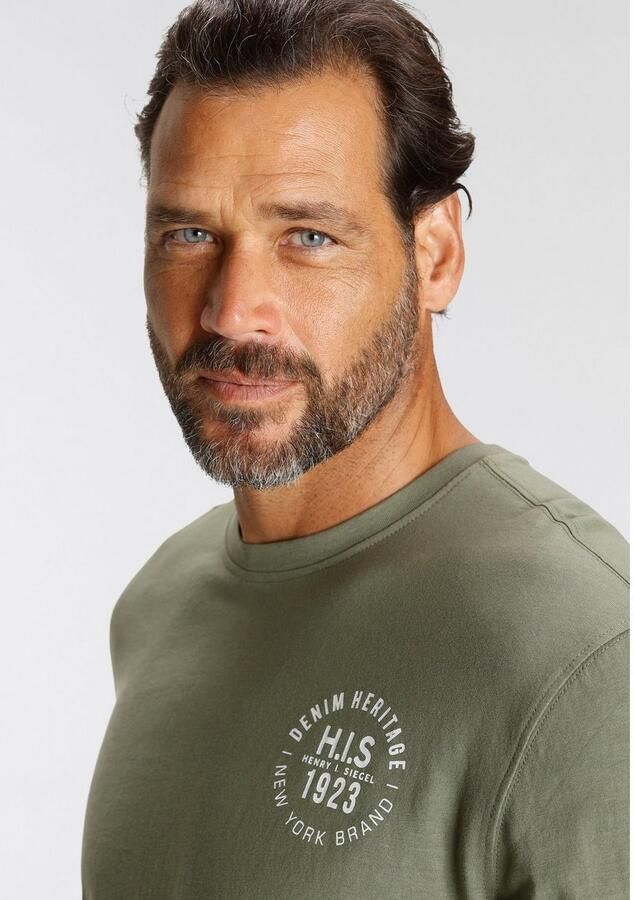 H.I.S Shirt met lange mouwen Lange mouwen bedrukt ronde hals van 100% katoen (2-delig Set van 2) - Foto 3