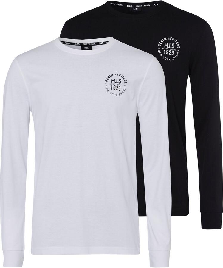 H.I.S Shirt met lange mouwen Lange mouwen bedrukt ronde hals van 100% katoen (2-delig Set van 2) - Foto 8