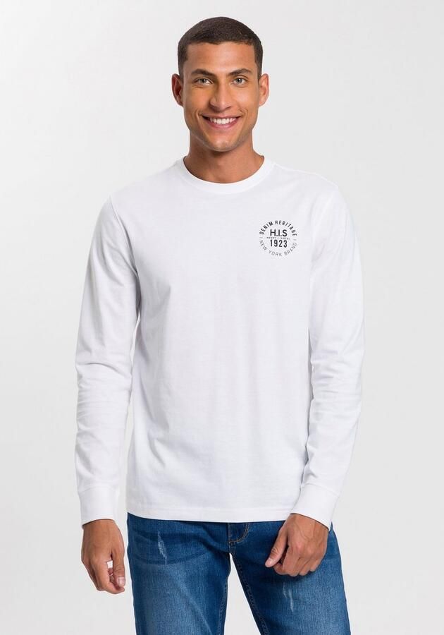 H.I.S Shirt met lange mouwen Lange mouwen bedrukt ronde hals van 100% katoen (2-delig Set van 2) - Foto 5