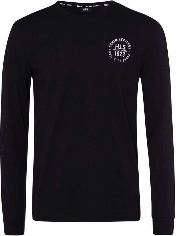 H.I.S Shirt met lange mouwen Lange mouwen bedrukt ronde hals van 100% katoen (2-delig Set van 2)