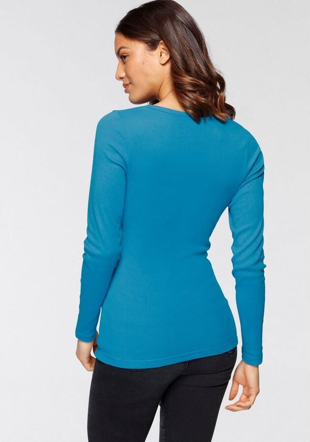 H.I.S Shirt met lange mouwen Met korte knoopsluiting van modieuze ribkwaliteit (2-delig Set van 2) - Foto 3