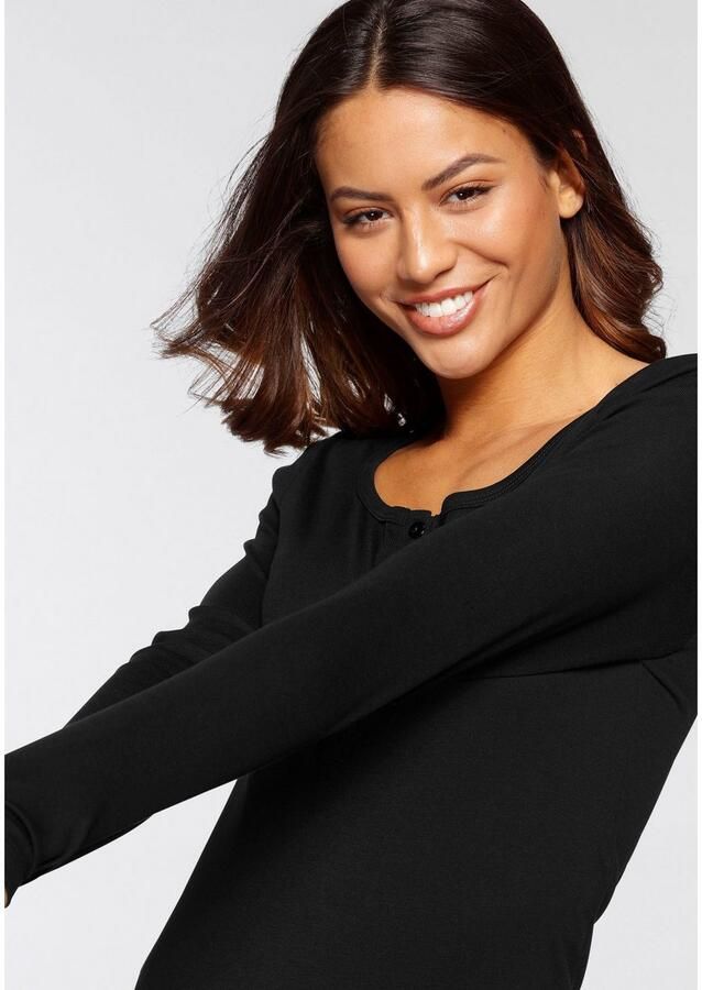 H.I.S Shirt met lange mouwen Met korte knoopsluiting van modieuze ribkwaliteit (2-delig Set van 2)