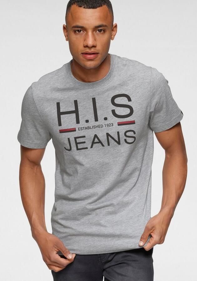 H.I.S Shirt met ronde hals slank gesneden bedrukt ontwerp ronde hals van katoen (Set van 2) - Foto 6
