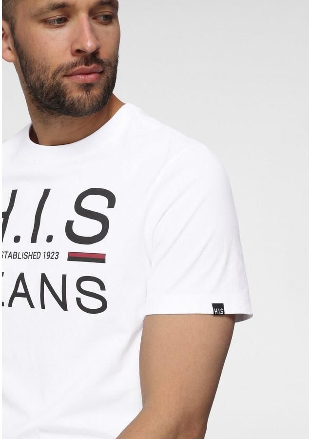 H.I.S Shirt met ronde hals slank gesneden bedrukt ontwerp ronde hals van katoen (Set van 2) - Foto 6