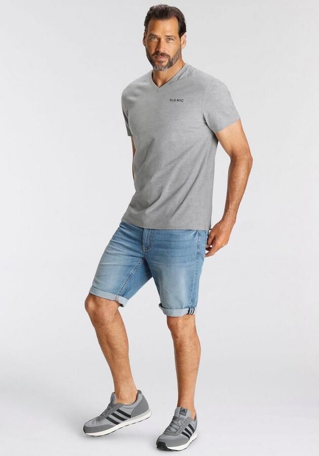 H.I.S Shirt met V-hals Korte mouwen slim fit van katoen (Set van 3) - Foto 8