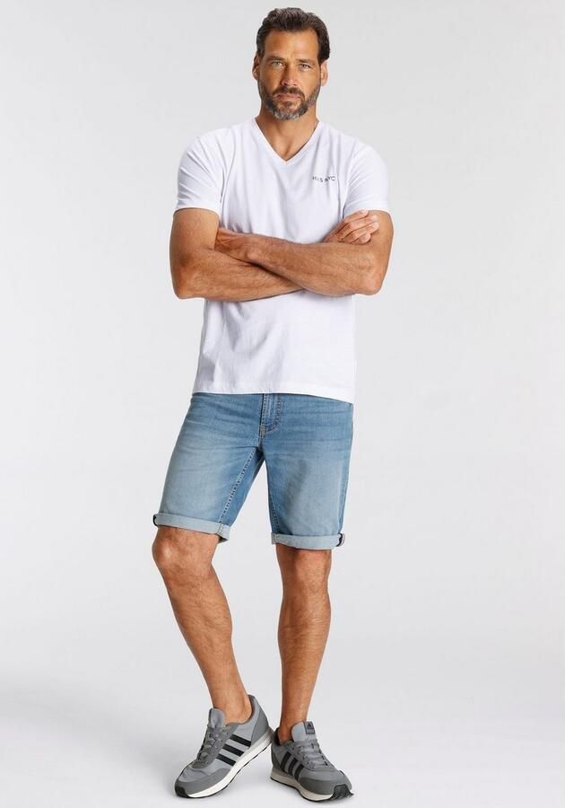 H.I.S Shirt met V-hals Korte mouwen slim fit van katoen (Set van 3) - Foto 7