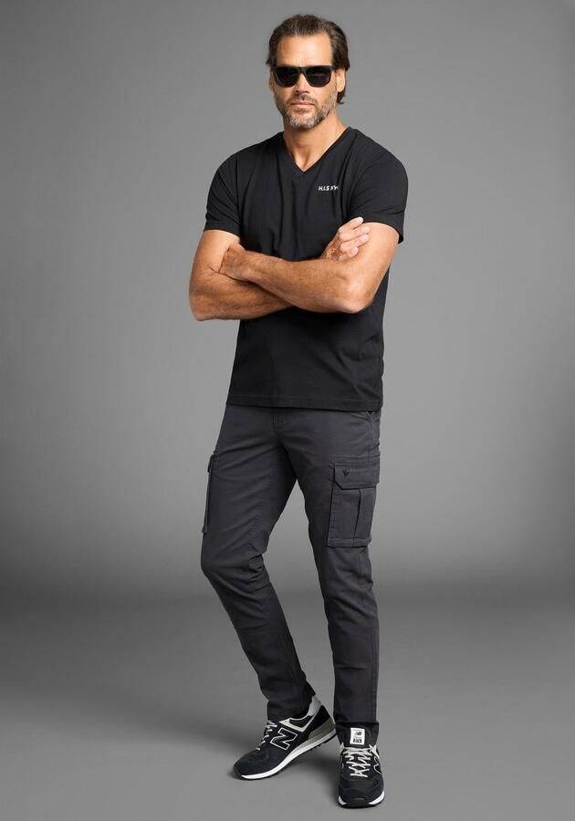 H.I.S Shirt met V-hals Korte mouwen slim fit van katoen (Set van 3) - Foto 4