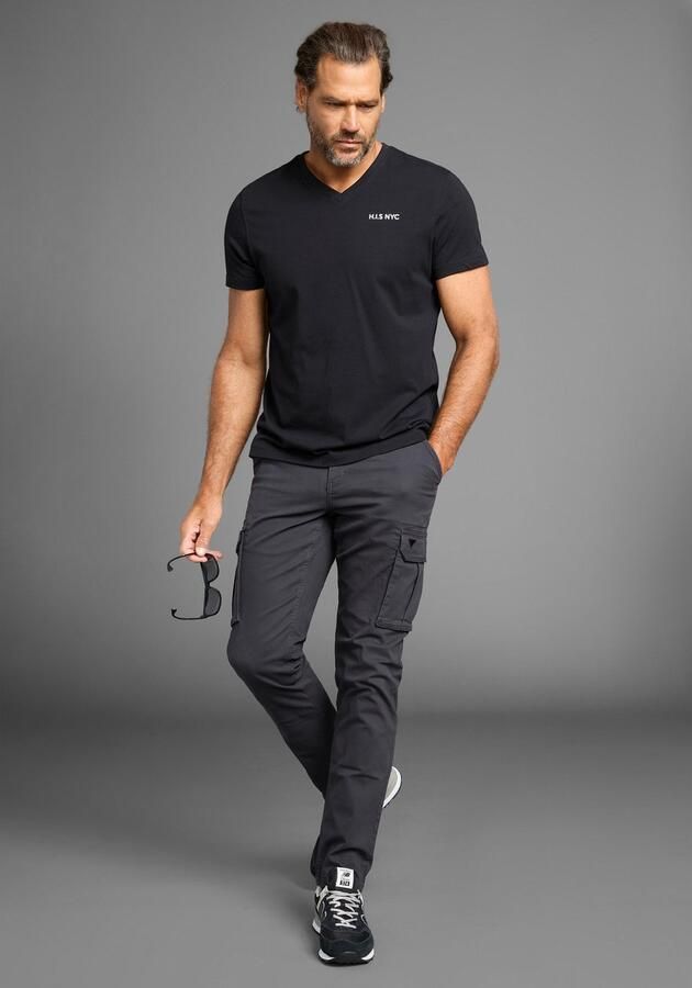 H.I.S Shirt met V-hals Korte mouwen slim fit van katoen (Set van 3) - Foto 5