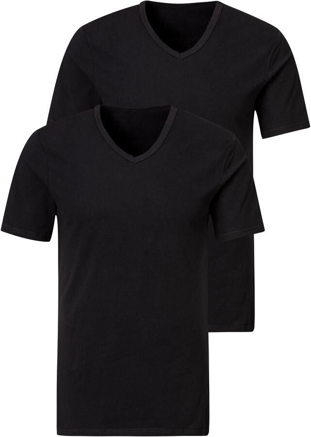 H.I.S Shirt voor eronder met v-hals en klein logo onderhemd t-shirt (2 stuks)