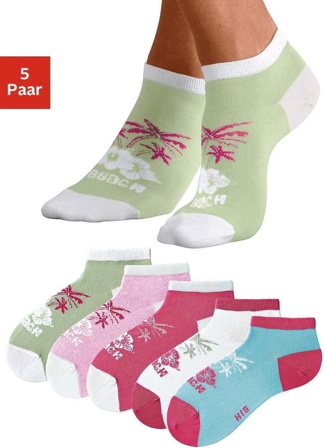 H.I.S Sneakersokken in kleurrijk hawaï-design (set 5 paar) - Foto 5