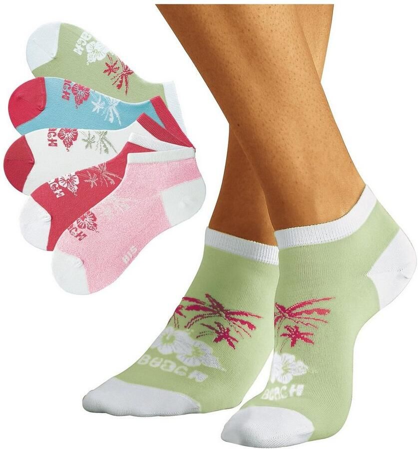 H.I.S Sneakersokken in kleurrijk hawaï-design (set 5 paar)