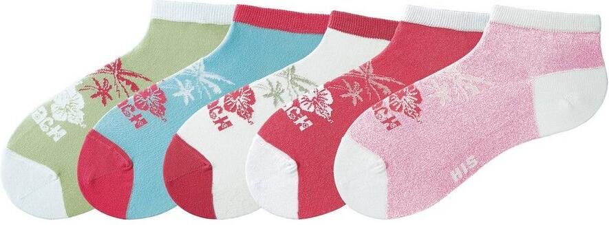 H.I.S Sneakersokken in kleurrijk hawaï-design (set 5 paar) - Foto 3