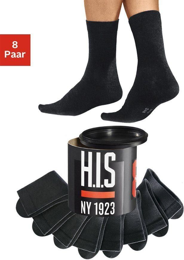 H.I.S Sokken in cadeauverpakking (blik 8 paar)