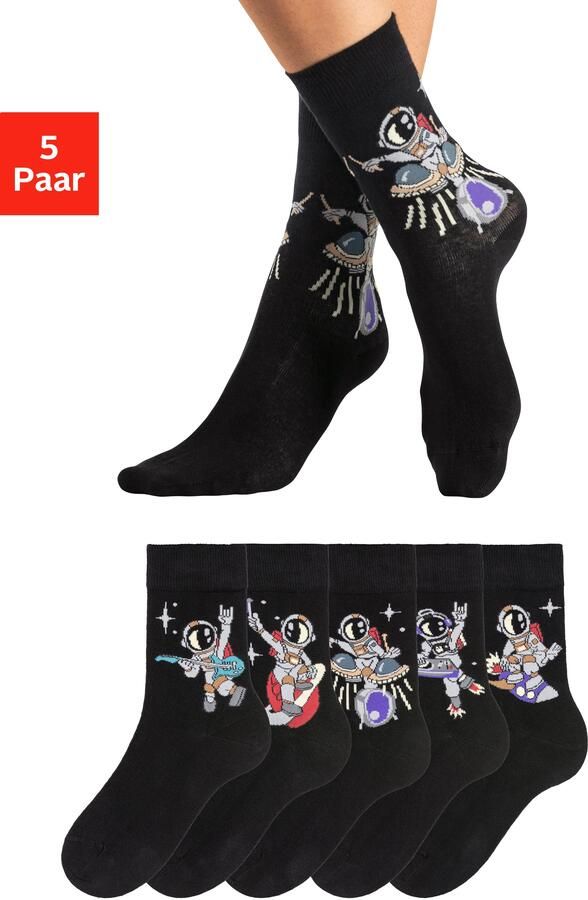 H.I.S Sokken met astronaut-motieven (set 5 paar) - Foto 5