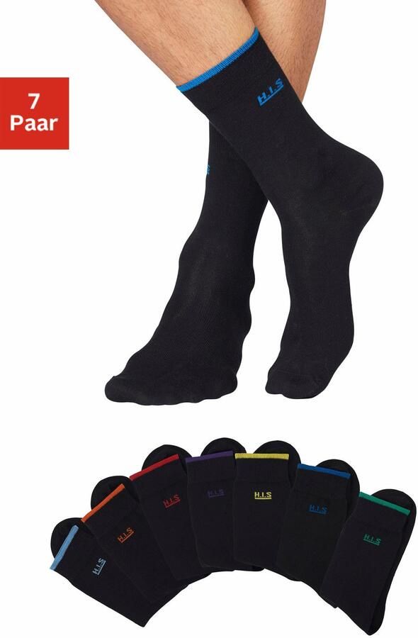 H.I.S Sokken met gekleurde boord (set 7 paar) - Foto 7