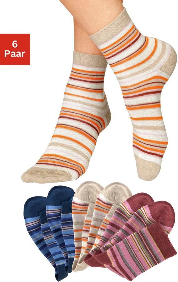 H.I.S Sokken met horizontale strepen (set 6 paar) - Foto 10