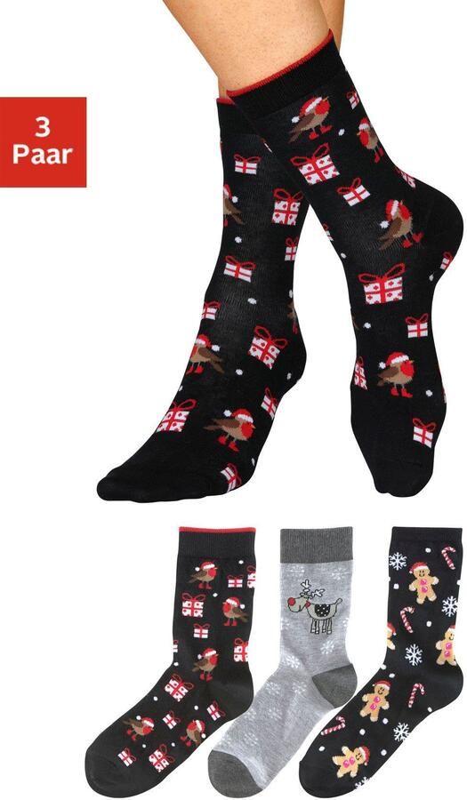 H.I.S Sokken met leuke kerstmotieven (set 3 paar) - Foto 9