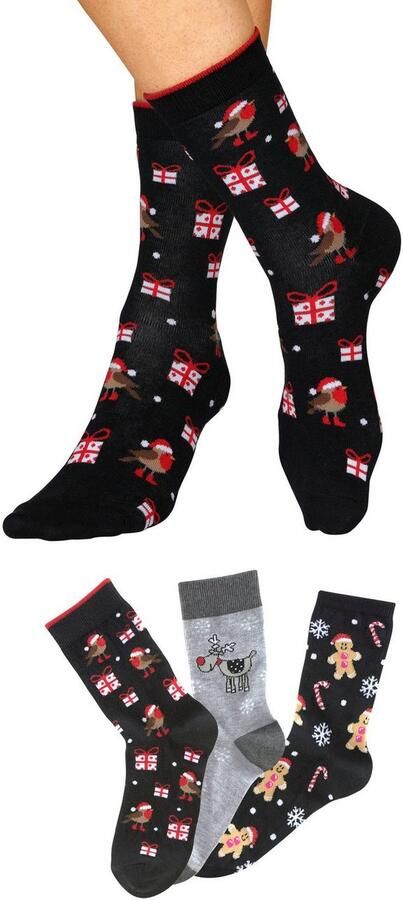 H.I.S Sokken met leuke kerstmotieven (set 3 paar) - Foto 7