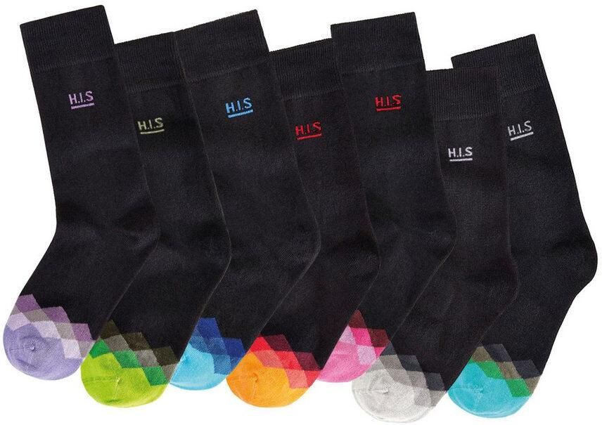 H.I.S Sokken met multicolour gedessineerde kant (set 7 paar) - Foto 2