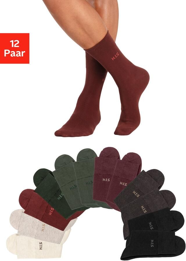 H.I.S Sokken zonder snijdende elastiek (set 12 paar)