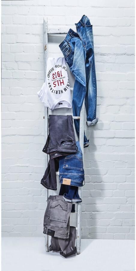 H.I.S Shirt met ronde hals Korte mouwen smalle pasvorm met print ronde hals van katoen - Foto 10