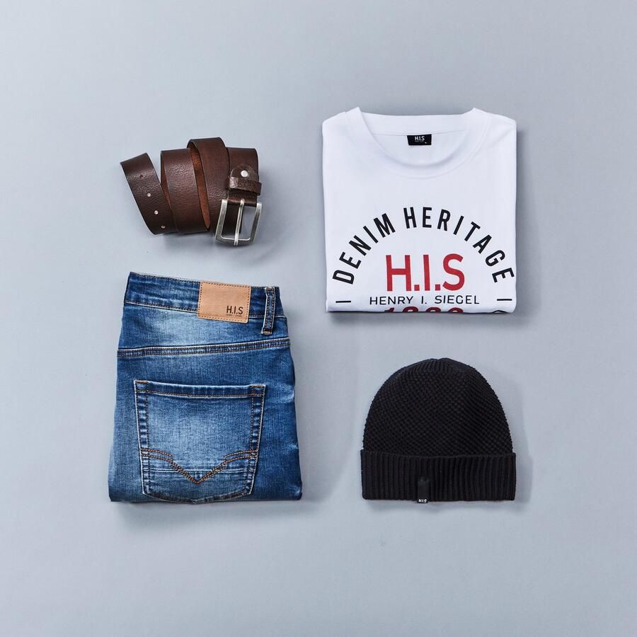 H.I.S Straight jeans DIX rechte pasvorm lage taille used-wassing - Foto 4