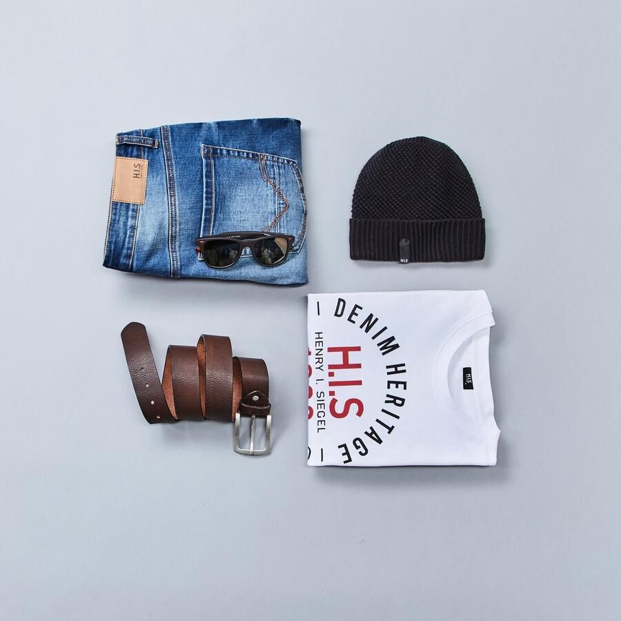 H.I.S Shirt met ronde hals Korte mouwen smalle pasvorm met print ronde hals van katoen - Foto 2