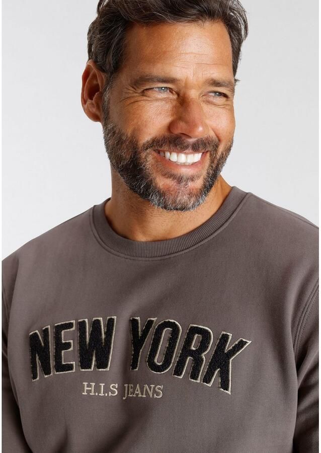 H.I.S Sweater Langarm losse pasvorm geborduurde look ronde hals - Foto 2