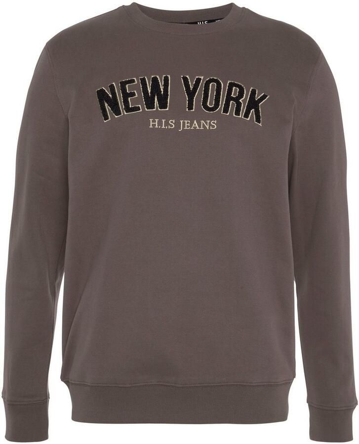 H.I.S Sweater Langarm losse pasvorm geborduurde look ronde hals