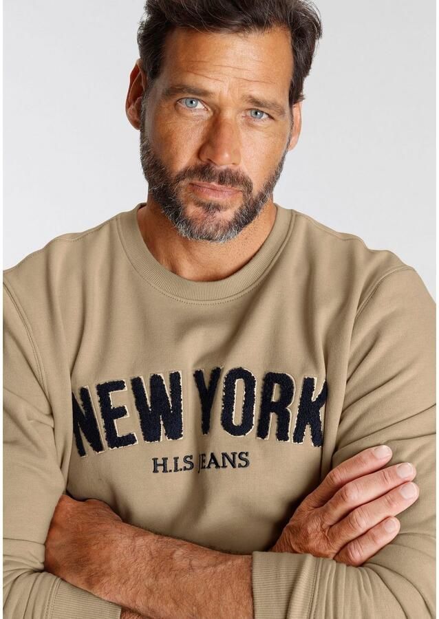 H.I.S Sweater Langarm losse pasvorm geborduurde look ronde hals - Foto 2